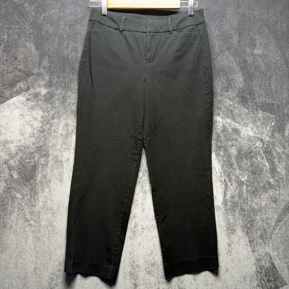 Old Navy Pixie Straight Womens 4 Petite Black Cotton Viscose High Rise Workwear